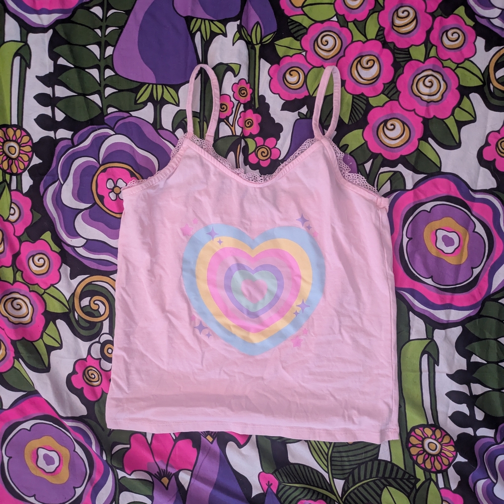 Pink Heart Graphic Tank Top